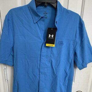 Under Armour Shorebreak Hybrid Woven Short-Sleeve Button-Down Shirt-Men's Size S